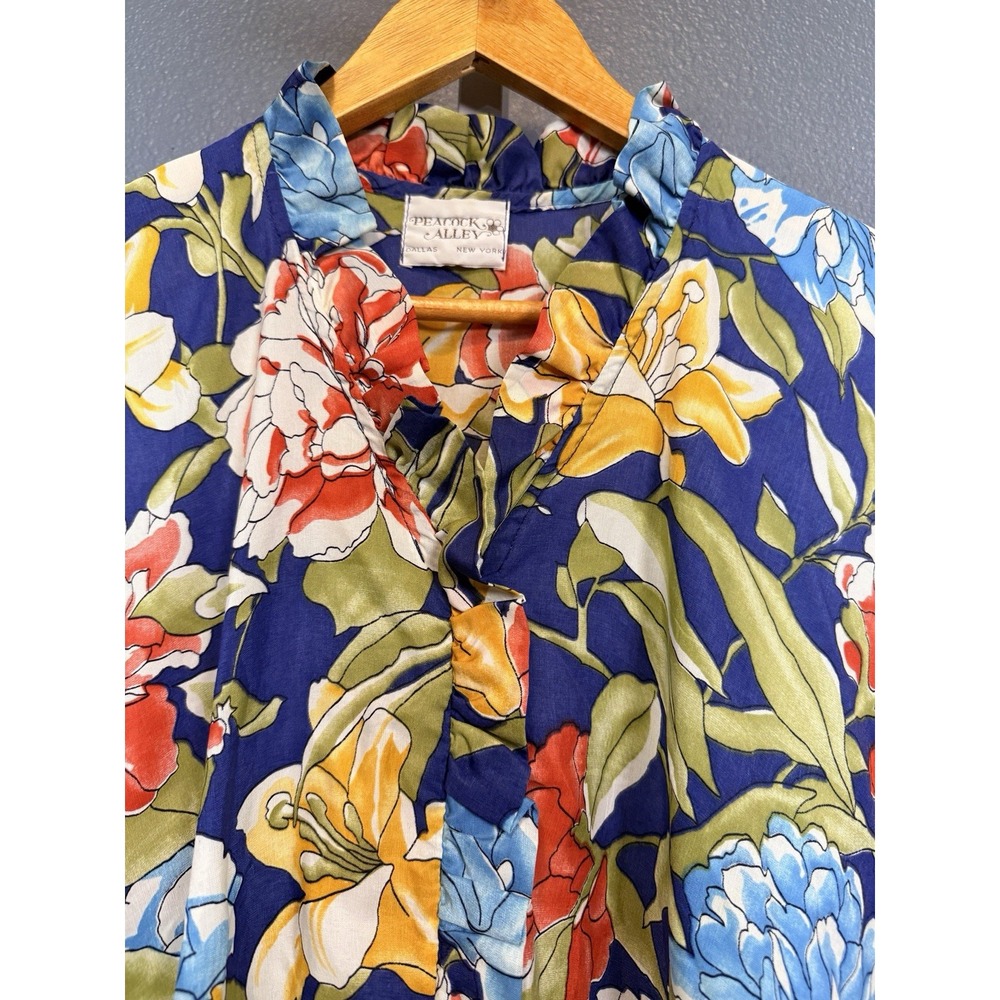 Peacock Alley Womens Kaftan Maxi Dress L/XL Notched Collar Half Zip & Ruffle